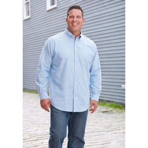 Yorkshire Classics Men's Light Blue Cotton Blend Button Down Shirt 2XL Casual